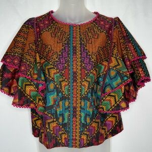 Farm Rio Yawanawa Stripes Blouse size Small